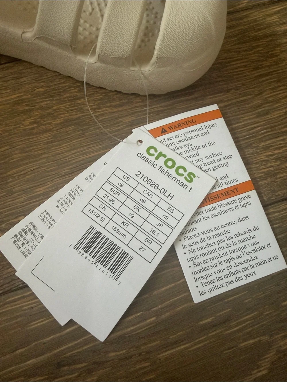 CROCS Kids' White Fisherman Sandals NWT
